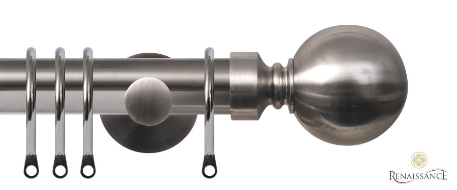 Contract 29mm Plain Ball Contemporary Pole Set 120cm Stainless Steel