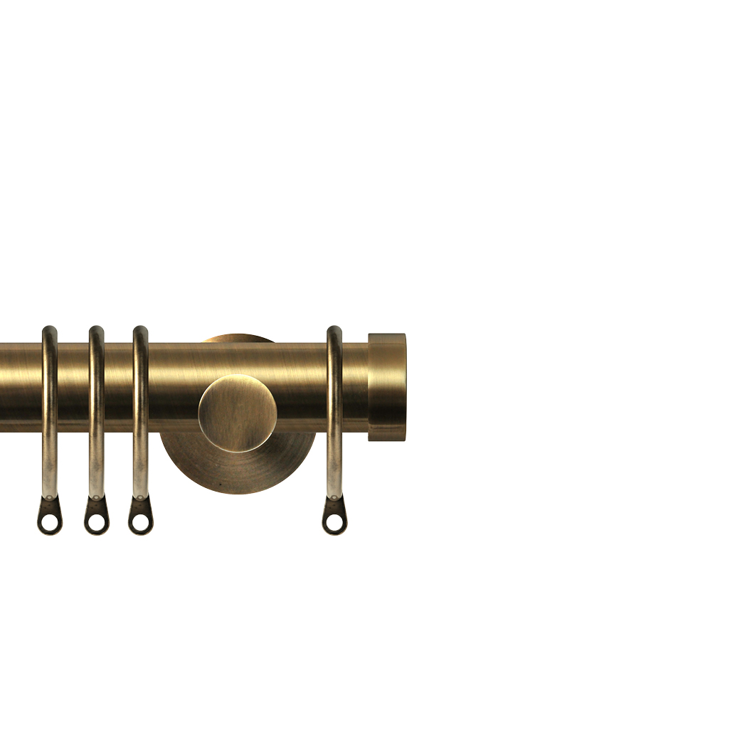 Contract 28 End Cap 28mm Pole Set with Contemporary Brackets 120cm Antique Brass