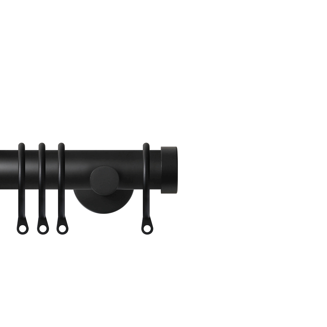 Contract 28 End Cap 28mm Pole Set with Contemporary Brackets 120cm Matt Black