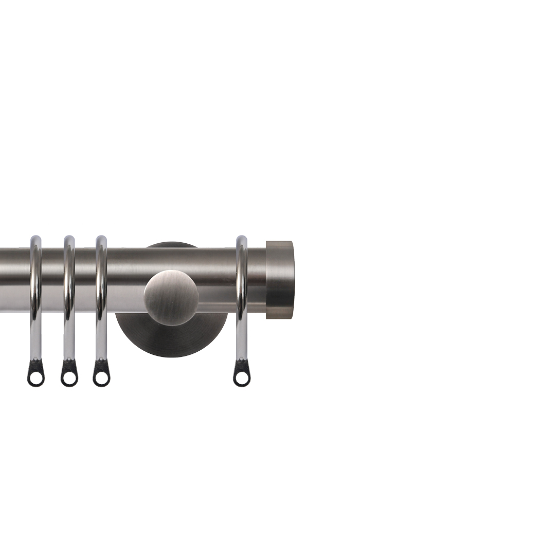 Contract 28 End Cap 28mm Pole Set with Contemporary Brackets 120cm Brushed Nickel