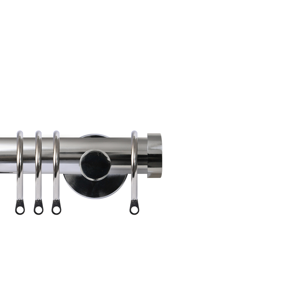 Contract 28 End Cap 28mm Pole Set with Contemporary Brackets 120cm Polished Silver