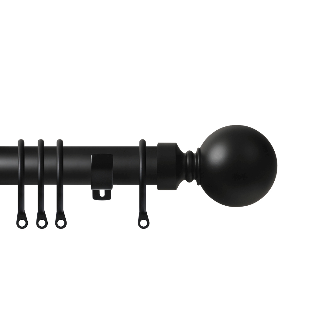 Contract 28 Plain Ball 28mm Pole Set with Long L Brackets 120cm Matt Black