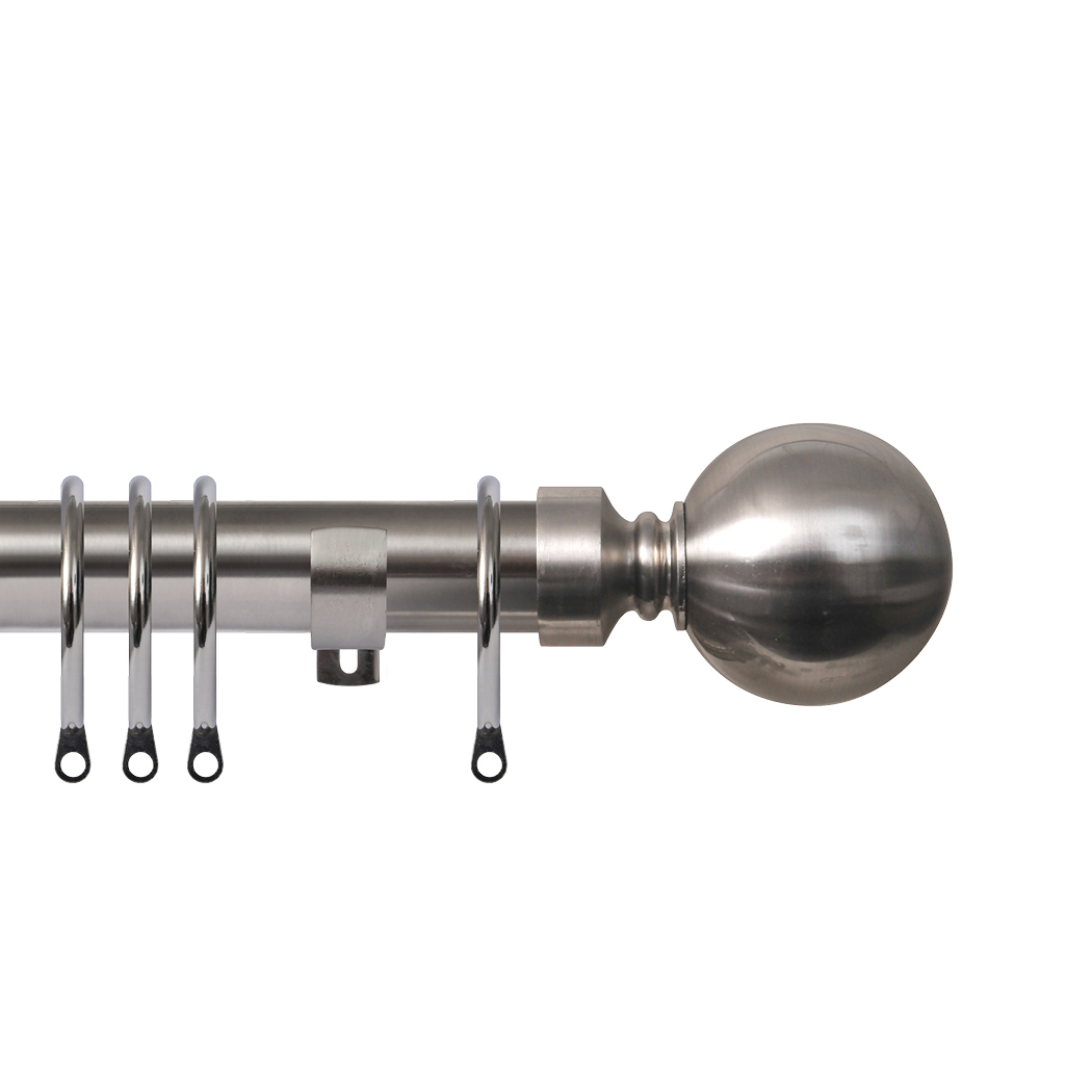 Contract 28 Plain Ball 28mm Pole Set with Long L Brackets 120cm Brushed Nickel