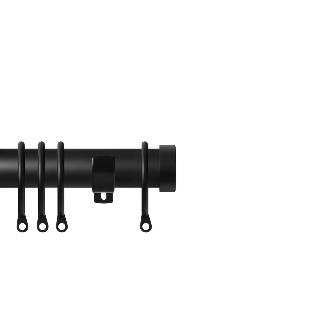 Contract 28 End Cap 28mm Pole Set with Long L Brackets 120cm Matt Black