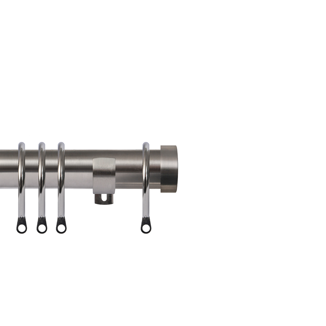 Contract 28 End Cap 28mm Pole Set with Long L Brackets 120cm Brushed Nickel