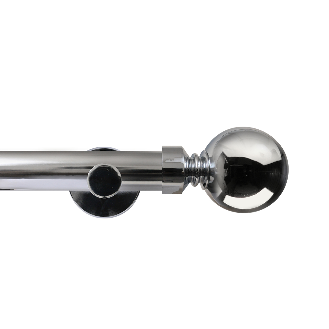 Contract 28 Plain Ball 28mm Eyelet Pole Set with Contemporary Brackets 120cm Polished Silver