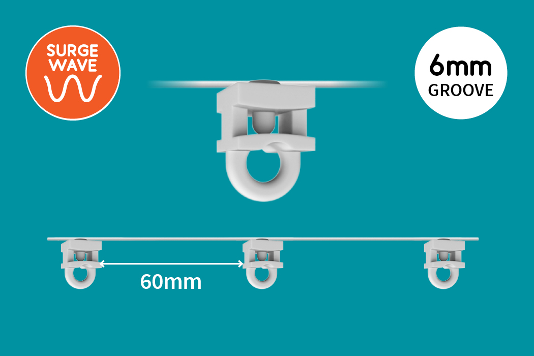 6mm Track Components 60mm Surge Gliders White