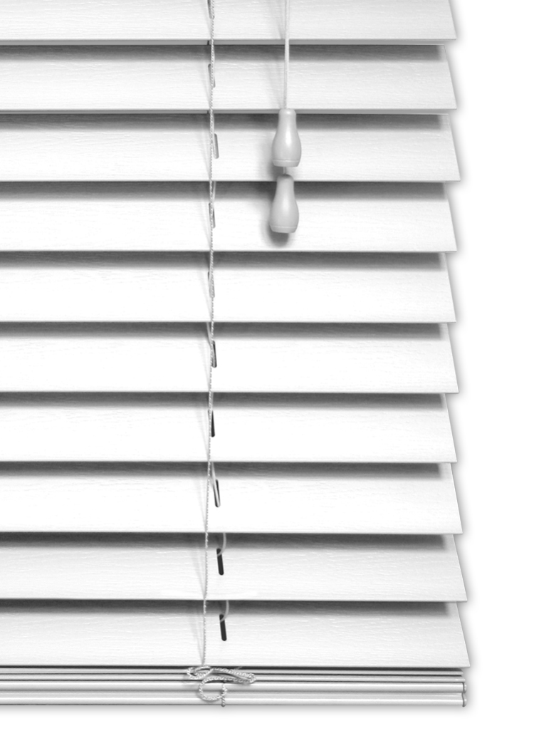 Fauxwood 50mm 150cm Drop 60cm Wide PVC Venetian Blind Strings White