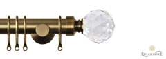 Dimensions 28mm Clear Crystal Cut Diamond Pole Set with Contemporary Bracket 120cm Antique Brass