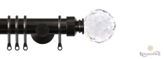 Dimensions 28mm Clear Crystal Cut Diamond Pole Set with Contemporary Bracket 120cm Black Nickel