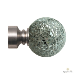 28mm Dimensions Silver Mirror Mosaic Ball Finial Pair