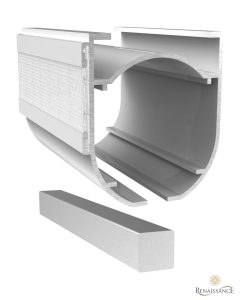 Closed Cassette 580cm Headrail and Square Axle Bar White